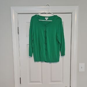 Caslon Emerald Green Button-Front Cardigan